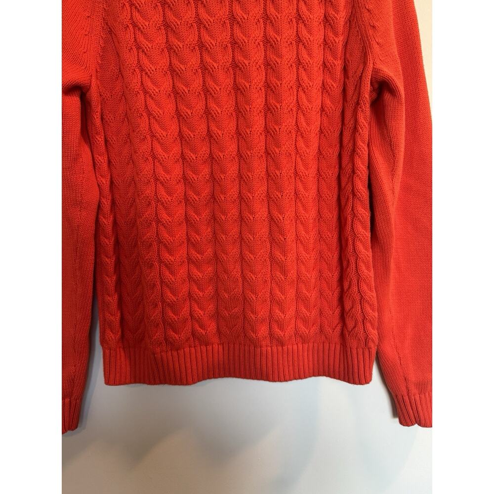 Lands' End Boys Drifter Orange Cable-Knit Crewneck Cotton Sweater Size L Fall - Picture 4 of 10